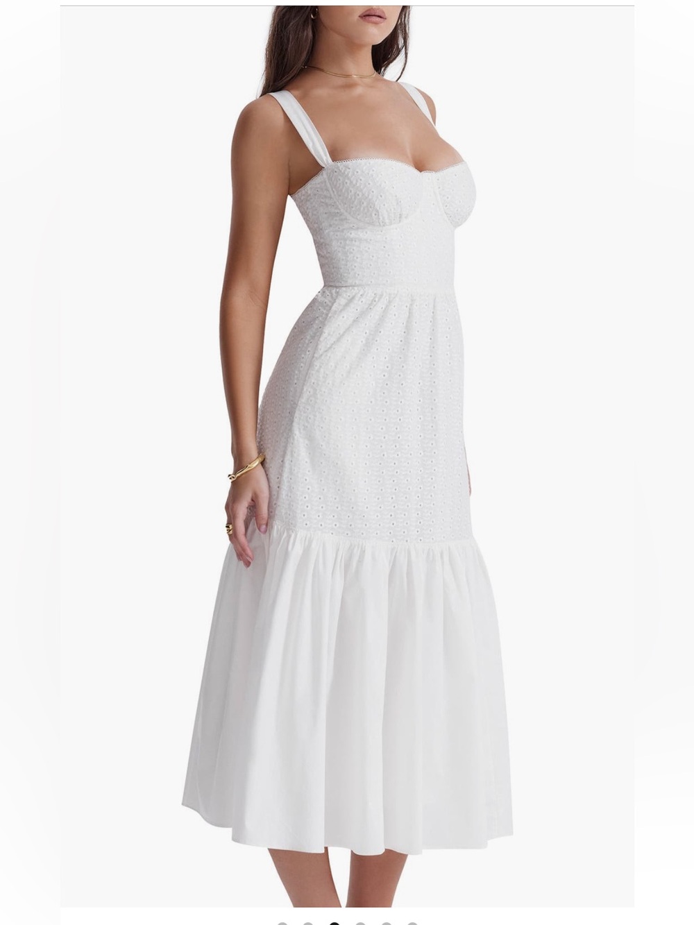 House of CB Elia White Eyelet Corset Cotton Blend Sundress Small